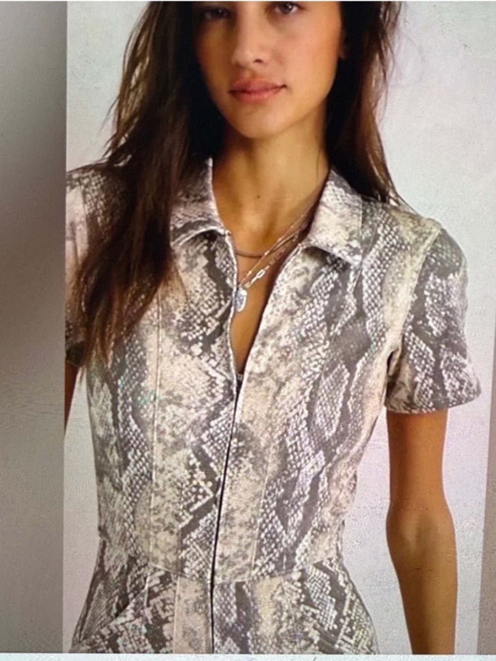 We The Free Snake-Print Flare Jumpsuit in Beige Taupe brand new with no 🏷️ - Picture 2 of 7